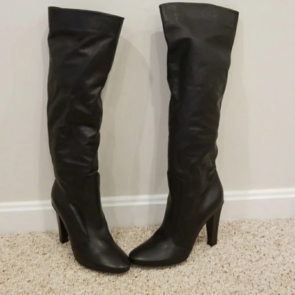 JIMMY CHOO Black Leather Tall Size 39.5 Boots